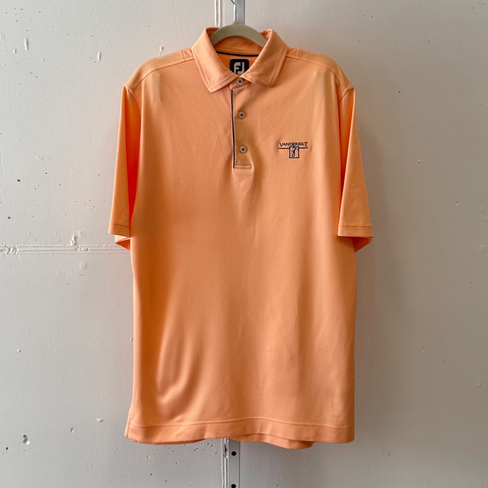 FootJoy Mens Vanderbilt Golf Polo‎ Shirt Orange Short Sleeve Performance Medium